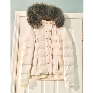 Juicy Couture White Faux-Fur Trimmed Winter Coat